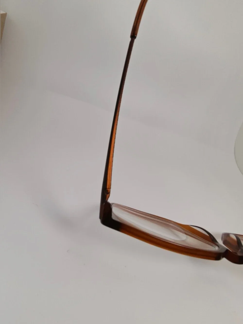 Easton. Square Translucent Brown Frame.  Minimalist. Gold Stripe On Temples.